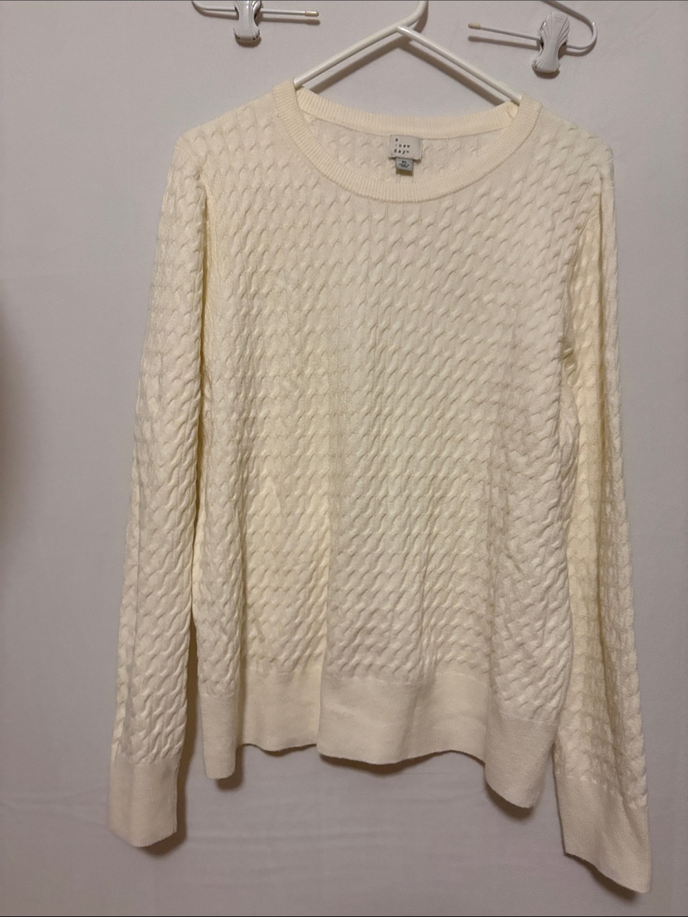 a new day Cream Cable Crewneck Sweater